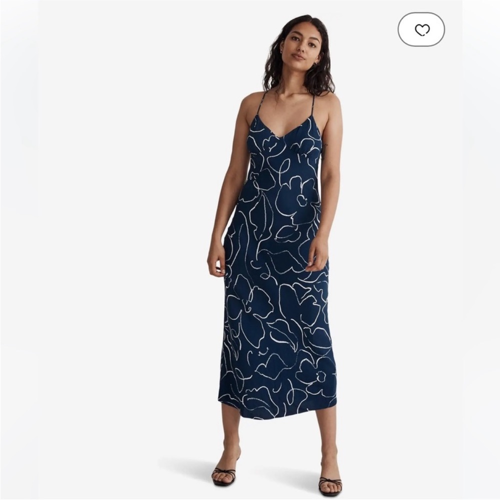 NWT Madewell Midnight Blue Floral Midi Layton Dress